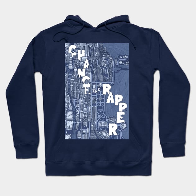 Chance the Rapper Chicago Map (Front) Hoodie by illustravery